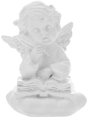 NUOBESTY White Angel Sculpture Decor 2.75 Inch Resin Angel Figure Adorable Cherubs Statue for Home Desktop Wedding Accent