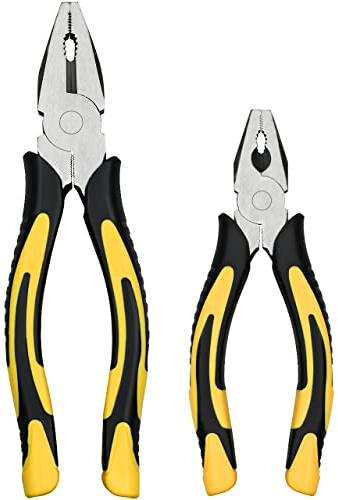 ZUZUAN Lineman's Pliers Combination Pliers 6 Inch & 8 Inch Pliers with Wire Cutter， Heavy Duty Chrome Vanadium Steel Construction Professional Handle