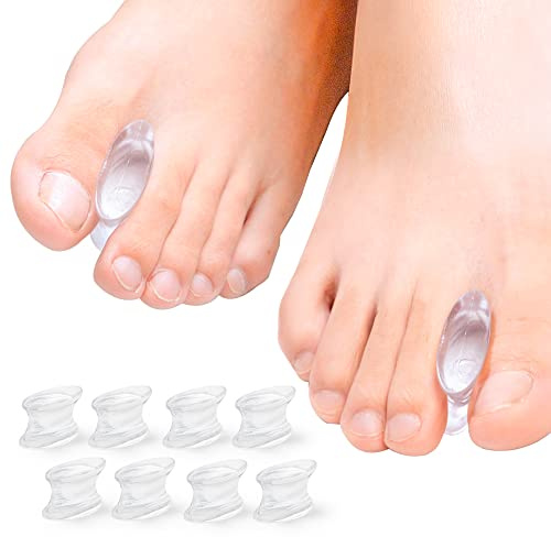 Povihome 8 Pack Gel Bunion Corrector and Toe Spacers Separators and Straightener Orthotics (4/10''Thick) for Sports Activities, for Men and Women Overlapping Toes, Bunion Pain Relief - Small Size