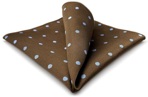 S&W SHLAX&WING Pocket Squares for Men Brown with Blue Dots for Suits Elegant Gift