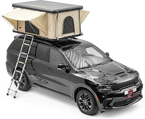 Dragon Winch Tenda da tetto per auto 2 posti tetto rigido in alluminio completa materasso, di scala telescopica, tasche per accessori e zanzariere | impermeabile | Tenda da campeggio | Type R