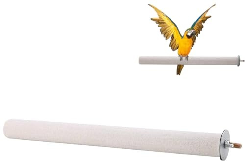 Blanc gratter Oiseau Perche pour Cage à Oiseaux, Perroquet Rack Pierre Flottante Perche pour Oiseau Perroquet Rack Bois Cadre Jouet Branches Garder Les Ongles et Le Bec dans Le Meilleur (2,5 * 30cm)