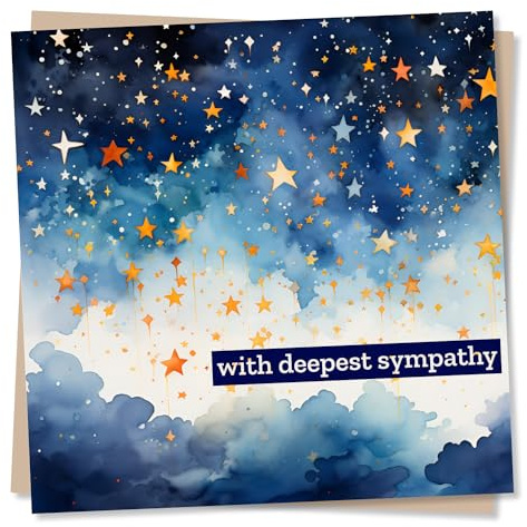 Sympathy Card - Stars in The Sky - with Deepest Sympathy - Condolences Card - Made in UK