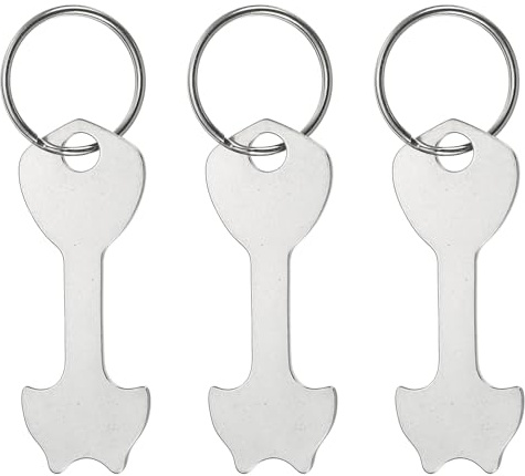 PATIKIL Porte-Clés Jeton de Caddie, Lot de 3, en Acier Inoxydable de 2,4 Pouces pour Déverrouiller les Chariots de Courses, Couleur Argentée
