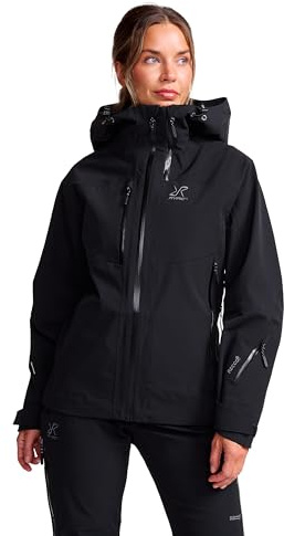 RevolutionRace Cyclone 3L Shell Jacket für Damen, Wasserdichte Jacke mit Recco-Reflektoren zum Wandern, Black, L