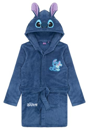 Disney Lilo & Stitch Robe de chambre en polaire avec capuche et oreilles pour fille Taille 128 à 176 cm, 152