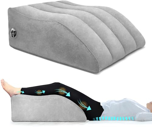 Cuscino a cuneo gonfiabile portatile per gambe, pieghevole, a 45 gradi, da usare a letto, inclinazione regolabile per dormire, viaggi, supporto per la schiena, riduce il gonfiore, migliora la