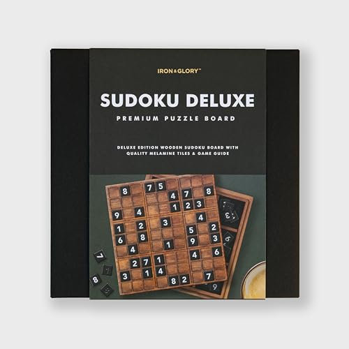 Iron & Glory Deluxe Wooden Sudoku Puzzle Game | Brain Teaser 81 Numbered Melamine Tiles & Comprehensive Guide | Travel Board Game for Friends & Family | Ideal Retro Novelty Gift & Home Decor | X-Large