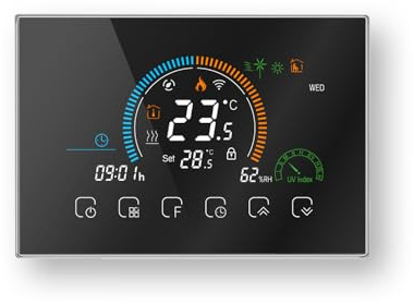 MelkiSmart Wi-Fi Termostato - Serie 8000 Termostato Digitales programables Apto para calefacción por Caldera - Control Remoto Desde Teléfono Móvil Compatible con Alexa,Google Home,IFTTT