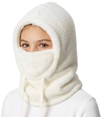Kids Fleece Balaclava Ski Mask for Boys Girls,Windproof Winter Face Mask with Neck Warmer,Soft Warm Hood Scarf Head Cover Hat (White, 5-13 Years)