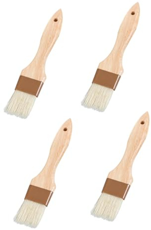 GLEAVI 4piezas Cepillo para Parrilla para Hornear Pinceles De Cerdas De Cerdo para Barbacoa Cocina Repostería Aceite Salsas Parrillas Adobos