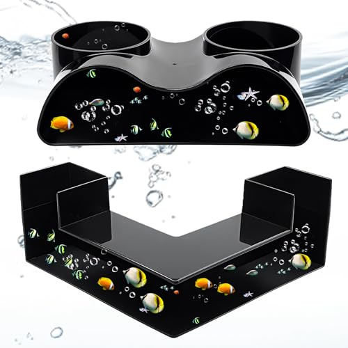 GOEDCH 2 tunnel da pesca per acquario: plastica, grotta per acquario, tunnel sotterranei, grotte di pesce, tunnel per acquari, paesaggistica, regali neri