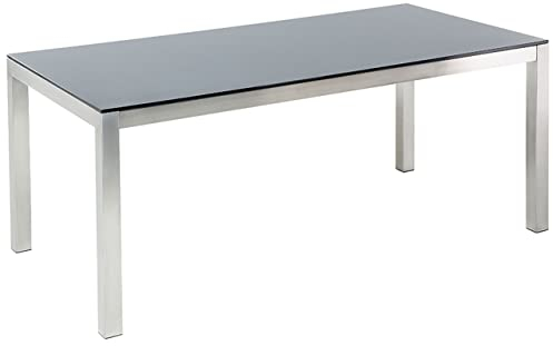 Klassischer Gartentisch Sicherheitsglas Edelstahl 180 cm schwarz Grosseto