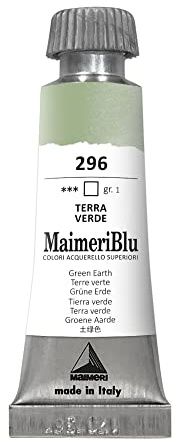 MaimeriBlu 12ml Single-Pigment Watercolor Paint - Green Earth PR102 Professional Watercolor Paint - Lightfast and Transparent Watercolor Paint Tube for Artists