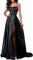 Lecureler Long Satin Spaghetti Strap Prom Dress Black Size 8