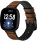 YOOSIDE Leder Armband für Fitbit Versa 3 / Sense, Echtleder+Silikon Ersatzarmband Herren Uhrenarmband mit Edelstahlverschluss für Fitbit Sense, Braun