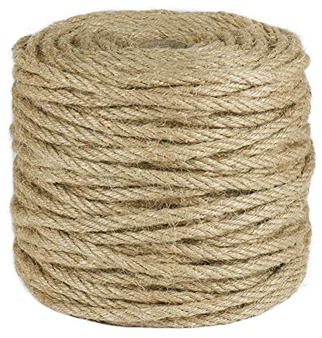 Tenn Well 5mm Jute Rope, 164 Feet 4Ply Twisted Thick Twine Rope for Gardening, Crafting, Recycling, Cat Scratching Post, Farmhouse Decor, Macrame Projects