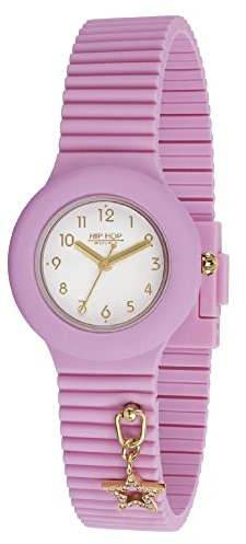 HIP HOP, Collezione Dancing in the Light, Orologio Donna Bubble Gum, Cinturino in Silicone Intercambiabile e Regolabile con Ciondolo, Cassa 32 mm, Movimento al Quarzo, Resistente all'Acqua, Rosa