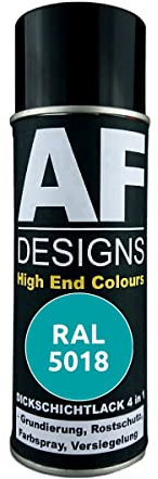 Alex Flittner Designs Peinture antirouille 4 en 1 RAL 5018 - Bleu turquoise - Spray de peinture antirouille