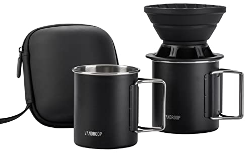 vandroop Portable Pour Over Coffee Maker Set, Collapsible Silicone Coffee Dripper Set, Perfect for Travel, Camping, Home