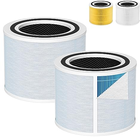 Core 300 Smoke Remover Replacement Filter for LEVOIT Core 300/Core300-P Core 300S/300S-P VortexAir Air Purifier, 4-IN-1 H13 True HEPA, Activated Carbon Filtration System, Core 300-RF-SR (Blue), 2 Pack