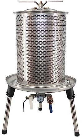Speidel Obstpresse hydraulisch Edelstahl 40 Liter, Saftpresse Hydropresse (40L) mit 3 bar, Weinpresse Apfelpresse zum Pressen von Kernobst, Beeren, Tabak und Honigwaben, Wasserdruckpresse Obst