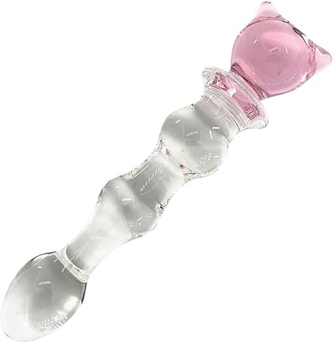 ROOM OF DOOM - Glass Wand Dildo with Coloured Adornments (Pink-Bear)