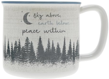 Pavilion Gift Company - Sky Above, Earth Below, Peace Within - 17 Oz Coffee Mug Tea Cup Woodland Hiking Camping Night Sky Moon Stars Cabin Woods Lodge Gift Outdoorsy Present