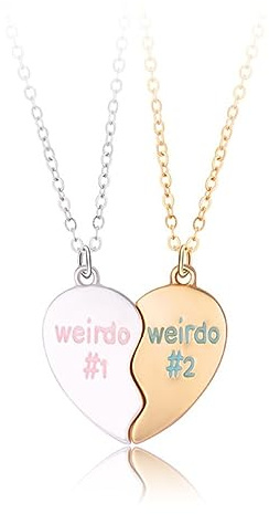 Lezmoii Magnetic Friendship Necklace Best Friend Necklace Matching Heart BFF Necklace for 2 Women Girls Bestie Friendship Gifts (Weirdo)