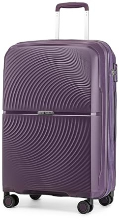 British Traveller Koffer Trolleys Hartschalenkoffer 67 * 46 * 27cm Handgepäck Koffer 100% PP Reisekoffer mit 8 Spinnerräder Rollkoffer TSA-Schloss Suitcase Lila