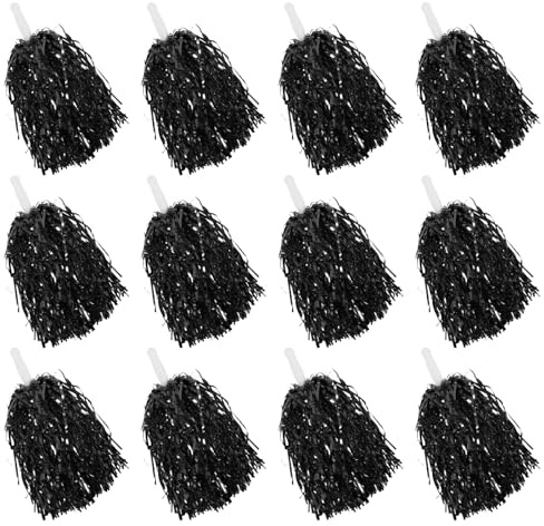 BESPORTBLE Lot de 12 Pompons de Cheerleading Légers Poignée Antidérapante Couleur Noire 20 G Accessoires Polyvalents pour Danse Encouragements Sportifs et Événements Scolaires