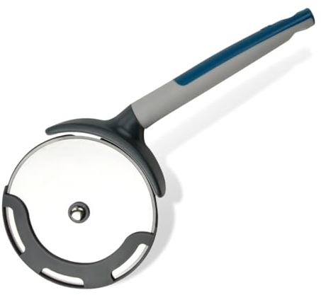 Tasty 678017 Roulette à pizza géante, grande roulette à pizza, roulette pour pizza maison, couteau à pizza, Acier inoxydable, Plastique, Bleu, Gris, 25 x 11 x 2,8 cm