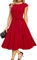 DRESSTELLS Robe Cocktail Mariage Vintage Robe Casual Femme Robe de Soiree Femme Robe baptême col Rond Manches Courtes Rouge M