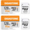 Gigastone - Tarjeta de Memoria (128 GB, Juego de 2 Tarjetas Micro SDXC con Mini Funda, Compatible con Gopro Cámara Drone Tableta Samsung Sony, Alta Velocidad para 4K UHD Video, A1 U3 C10