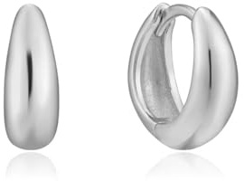 ANIA HAIE Damen Ohrstecker LUXE MINIMALISM Huggie Hoop aus 925 Sterling Silber, Länge 11mm, inkl. Geschenkverpackung
