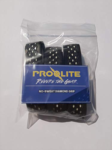 Prolite No-Sweat Diamond Grip for Pickleball Paddles, Racquetball, Squash, Platform Tennis, Badminton and More (White (Set of 3))