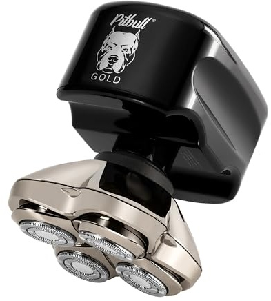 Skull Shaver Pitbull Gold PRO - Rasoio per capelli da uomo, 4 rasoio a umido/asciutto con adattatore USB statunitense e cavo di ricarica, 4D ricaricabile con batteria agli ioni di litio
