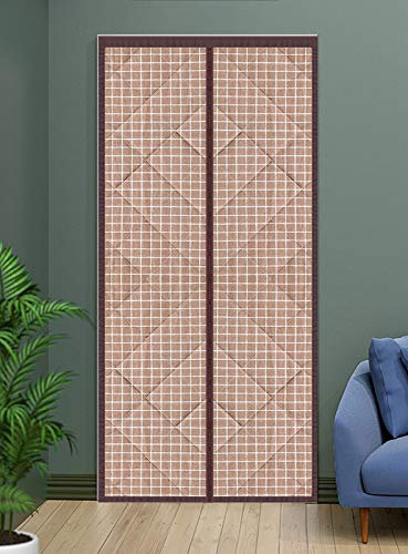 Cozomiz Isolamento Termico Tenda Per Porte Impermeabile Zanzariera Con Thermo Per Camera Climatizzata Isolamento Acustico 70x210cm Modello Reticolo Marrone