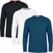 JRC Just Royal Clothing Pack of 3 Mens Long Sleeve Crewneck T-Shirts, Casual Round Neck Tops (Mid Night, White, Black, 3XL)