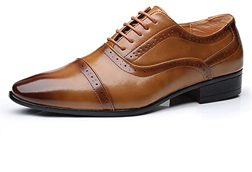 Zapatos de vestir formales for hombres con cordones de punta toe toe PU Cuero antideslizante antideslizante sin deslizamiento bajo tacón tacón de talla resistente a la resistencia clásico Adecuado par