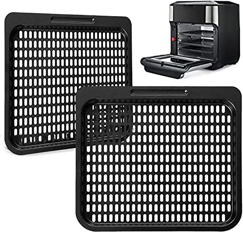 Air Fryer Cooking Tray for Instant Vortex Plus10 Qt, 2 PCS Food Grade Nonstick Replacement Rack Parts Grill Pan Crisper Plate, Dishwasher Safe