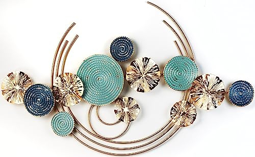 Kobolo Wandbild Wanddeko Metallbild - GOLDEN CIRCLES - Metall - blau gold