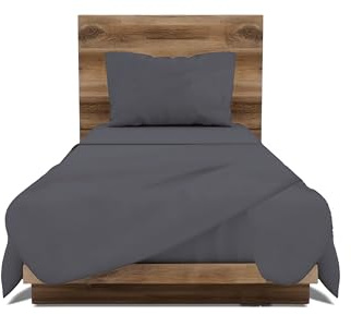 GEMITEX Set Lenzuola Singolo, 100% Cotone, GRIGIO, Tinta Unita, Antipilling e Anallergico, Design Made in Italy, Include Lenzuolo Sopra 150x280cm, Sotto con Angoli 90x190cm, 1 Federa