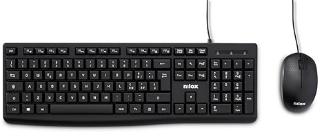 Nilox NXKMIT0012, Kit Tastiera e Mouse USB, Tastiera con Layout Italiano, Mouse con Sensore Ottico da 1200 DPI, Compatibile con Windows, Linux, MAC
