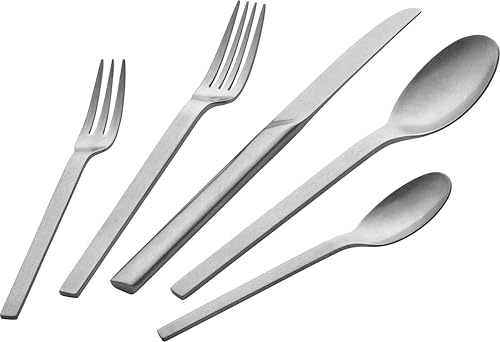 ZWILLING Minimale Vintage Besteckset, 30-tlg, für 6 Personen, 18/10 Edelstahl, Essbesteck im Vintage-Design, gehämmert, spülmaschinengeeignet