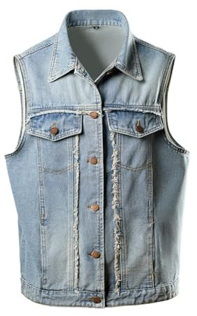 Mymyguoe Classics Herren Weste Denim Vest Ärmellose Jeansweste Männer Cowboy Ärmellos Jacken Klassische Kutte Jeans Weste Biker Casual Freizeitweste Anglerweste Reporterwesten Safari Weste