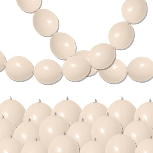 Beige Quick Link-ballonger, 60 st länkande ballonger för att göra ballong vägg ballong båge ballongkedjor, krämfärgade ballonger för bröllop födelsedag baby shower förlovning examensfest dekorationer