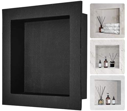 VEVOR Shower Niche,16-Inch Width x 16-Inch Height x 3.5-Inch Depth Single Shelf Organizer,Wall-Inserted Niche Recessed Sealed Protection Modern Soap Storage for Shower Bathroom,Black