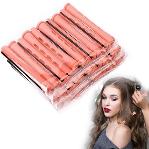 30 Stück Mittelgroße Dauerwellen Wickler,0.71 Zoll Dauerwellen Set Komplett, Hair Rollers für Frauen mit elastischen Gummiband für Natürliche Haare Lange Kurze Haare Styling Tool