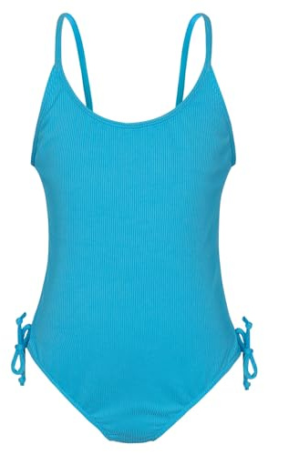 Berich Solid Swimming Costume Girls One Piece Swimsuit Sport Swimwear Kids Swimsuit Beach Bathing Suit Swimming Suit for Girls 9-10 Years,Blue,140